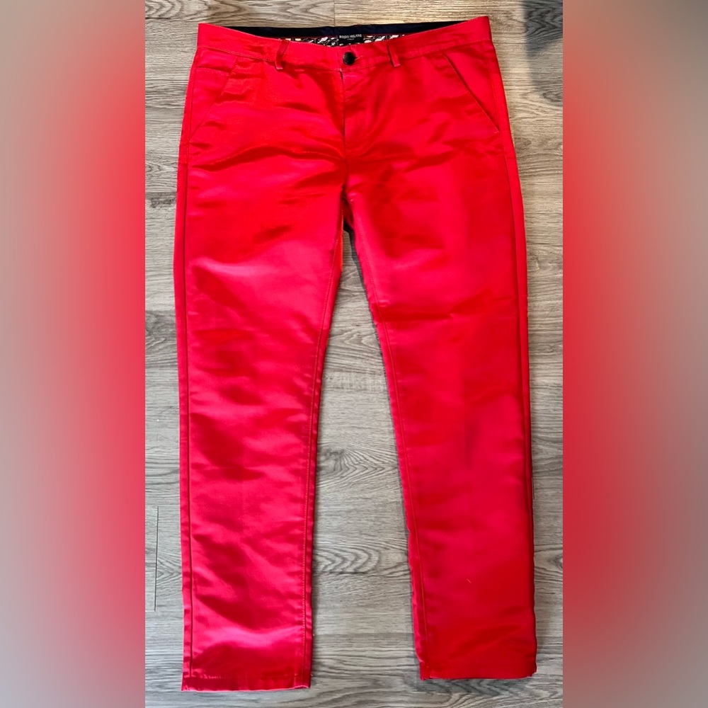 Rosso Milano Italy Mens Red Chinos Pants W38 L30